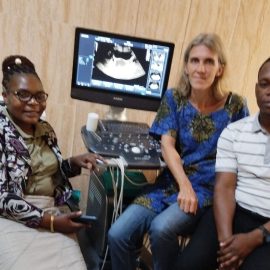 Two sonographers on training thanks to your support!”
